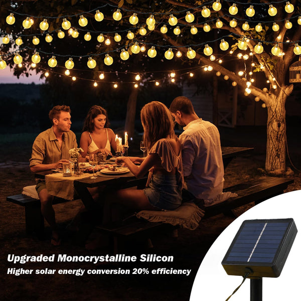 USOKYO Solar Lights Outdoor Waterproof, 2 Pack Total 120LED 72FT Solar String Lights for Outside with 8 Modes, Outdoor String Lights Crystal Globe