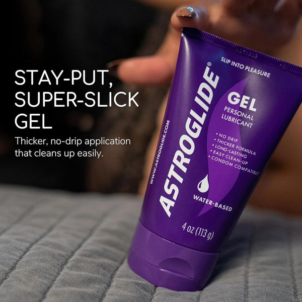 Astroglide Water Based Lube (4oz), Gel Personal Lubricant, Stays Put with No Drip (Pack of 3) 4 Ounce (Pack of 3)
