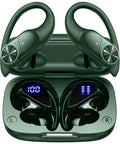 Pocbuds Bluetooth Headphones Wireless Earbuds 80Hrs Playtime Wireless Charging Case Digital Display Sports Ear Buds with Earhook Deep Bass IPX7
