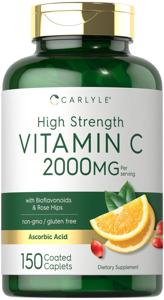 Carlyle Vitamin C 2000Mg | with Rose HIPS | 150 Caplets | Vegetarian, Non-Gmo, G