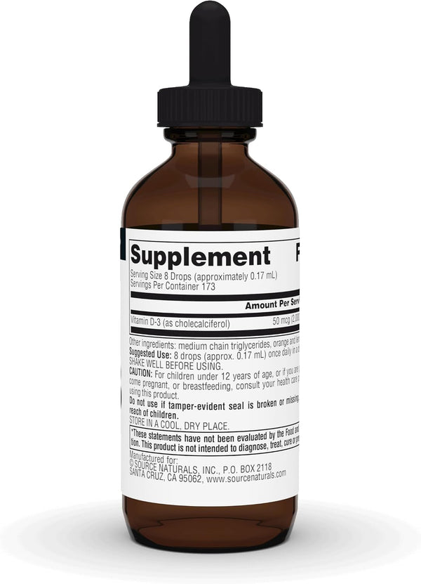 Source Naturals, Vitamin D-3 Liquid Drops 2000 IU - 1 Fluid oz. 1 Fl Oz (Pack of 1)