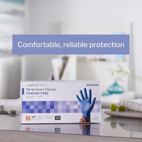 Mckesson Confiderm 3.5C Nitrile Exam Gloves - Powder-Free, Latex-Free, Ambidextrous, Non-Sterile
