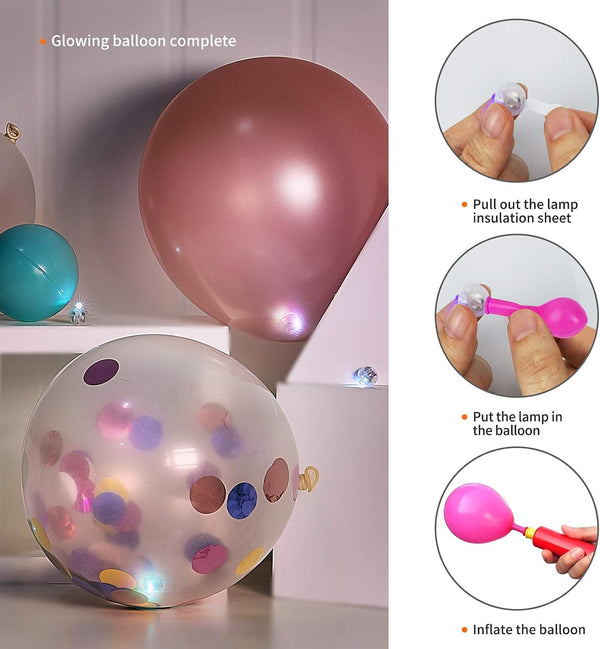 Aogist 50pcs Pink Balloon Lights,Long Standby Time Waterproof Mini Light,Battery Powered,Round LED Ball Lamp for Latex Balloon Paper Lantern Party