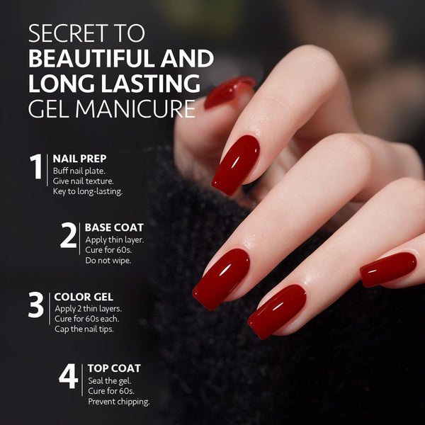 GAOY Burgundy Red Gel Nail Polish Set, Dark Cherry Wine Red Colors | Pigmented, Opaque, Long Lasting, Easy to Apply, Christmas Holiday, Salon
