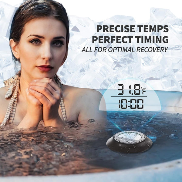 Silicone Cover Ice Bath Thermometer with Timer, Waterproof Floating Water Thermometer for Cold Plunge, Works with Ice Bath Tub Hot Tub Accurate