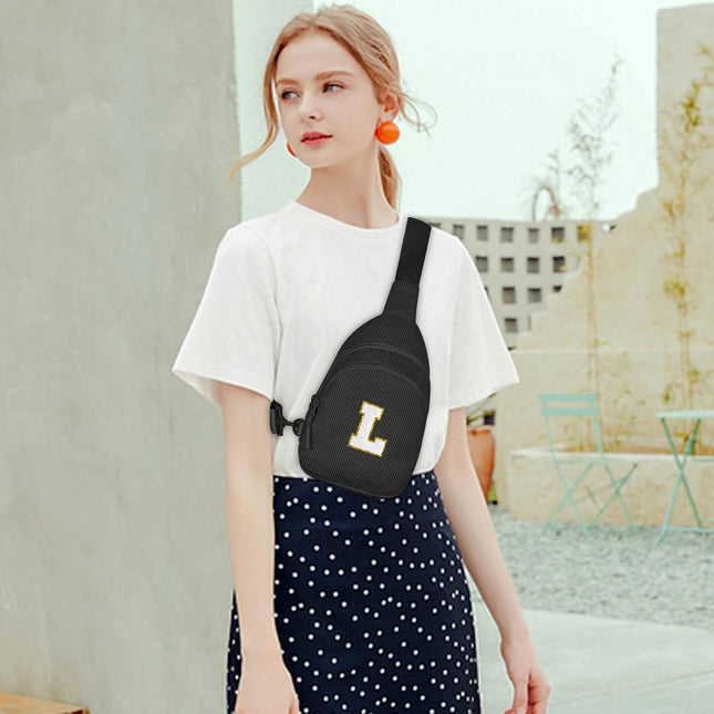 Small Corduroy Sling Bag Initial Crossbody Bag Fanny Pack for Girls Personalized
