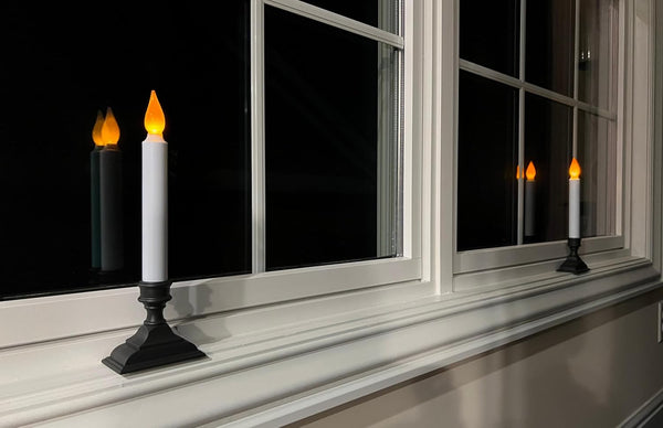 612 Vermont Battery Operated LED Window Candles with Flickering Amber Flame, Automatic Timer, 9.75 Inches Tall, VT-1206A (Pack of 4, Antique Bronze)
