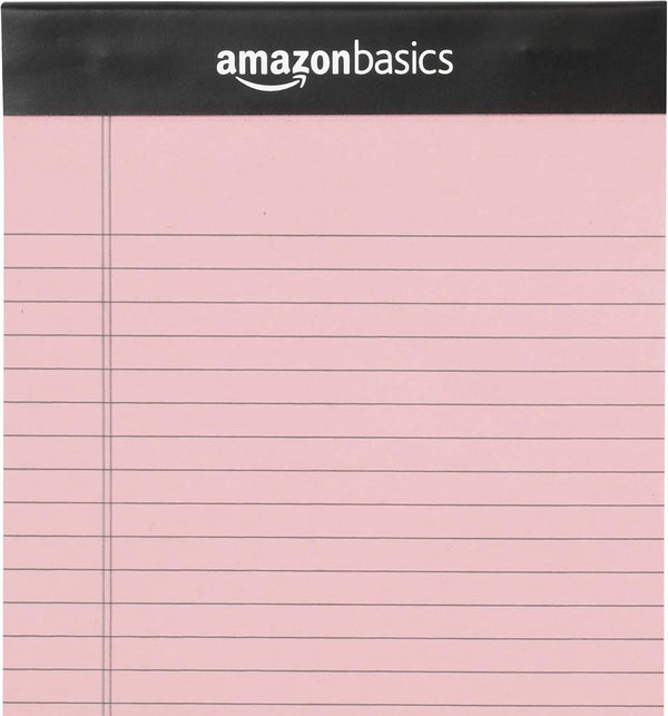 Amazon Basics Narrow Ruled Writing Pads, Perforated, 5" x 8", Multicolor, 6-Pack of 50 Sheets Multicolor 6-pack 5x8 Narrow Ruled