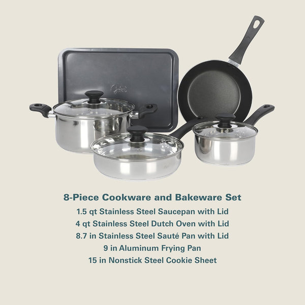 Gibson Home 74 Piece Kitchen in a Box Pots and Pans Cookware, Plates and Bowls Dinnerware, Cutlery Knife Block, Flatware Utensils, Tools &