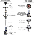 20" Hookah set - 2 Hose Premium Shisha Hookah Kit with Glass Vase, Ceramic Bowl and Coal Tongs Ashtray for Better Shisha Narguile Smoking (Black)