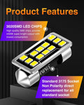 DE3175 DE3021 LED Dome Light Bulbs 640 Lumens Extremely Bright 3020 12-EX Chipsets 1.25 inches 31mm DE3022 3175 LED Bulbs for Interior Map Door