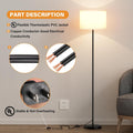 Modern Floor Lamp Simple Design with White Shade, Foot Pedal Switch, 60" Small Tall Lamps for Living Room Bedroom Office Dining Room Kitchen,