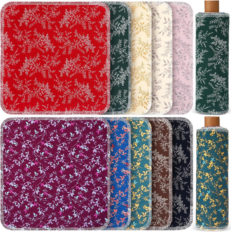 Redbaker 50 Pcs Reusable Paper Towels Paperless Reusable Cotton Cloths Toilet Absorbent Washable Paper Towels with Roll Kitchen Dishcloth for
