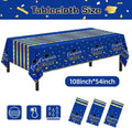 Childom 3 Pack Graduation Tablecloth,Graduation Decorations Class of 2026 Graduation Party Decorations,54"x108" Blue and Gold Plastic Table Cloth