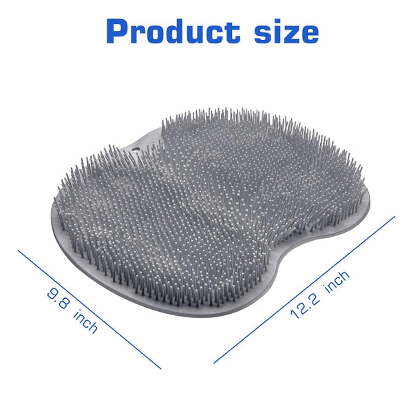 Shower Foot Scrubber Mat Back Washer Exfoliating Bath Wash Pad Wall Mounted Slip Suction Cups for Use in Cleaner Men and Women Gray