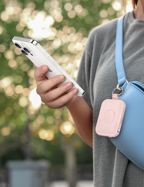 RORRY Portable Charger, 5000Mah Portable Charger Power Bank with Built-In Cables, Travel Keychain Battery Pack for Apple Watch Ultra