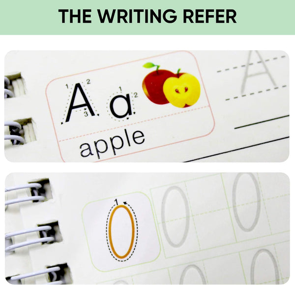 5 PCS Grooved Writing Books for Kids Children Reusable Magic Practice Copy Book Writing Workbook Magic Ink Copy Books for Preschool Tracing Letter