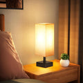 aooshine Small Table Lamp for Bedroom - Bedside Lamps for Nightstand, Minimalist Night Stand Light Lamp with Square Fabric Shade, Desk Reading