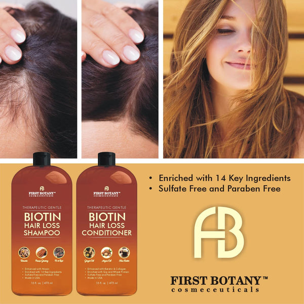 First Botany, Hair Growth Shampoo Conditioner Set - An Anti Hair Loss Biotin Shampoo & Conditioner with DHT blockers to fight Hair Loss For Men &