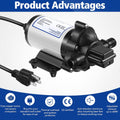 Water Pressure Diaphragm Pump Industrial 115V 4 GPM 45 PSI, Self Priming Water Booster Pump with Power Plug, Fittings Strainer Filter for Kitchen