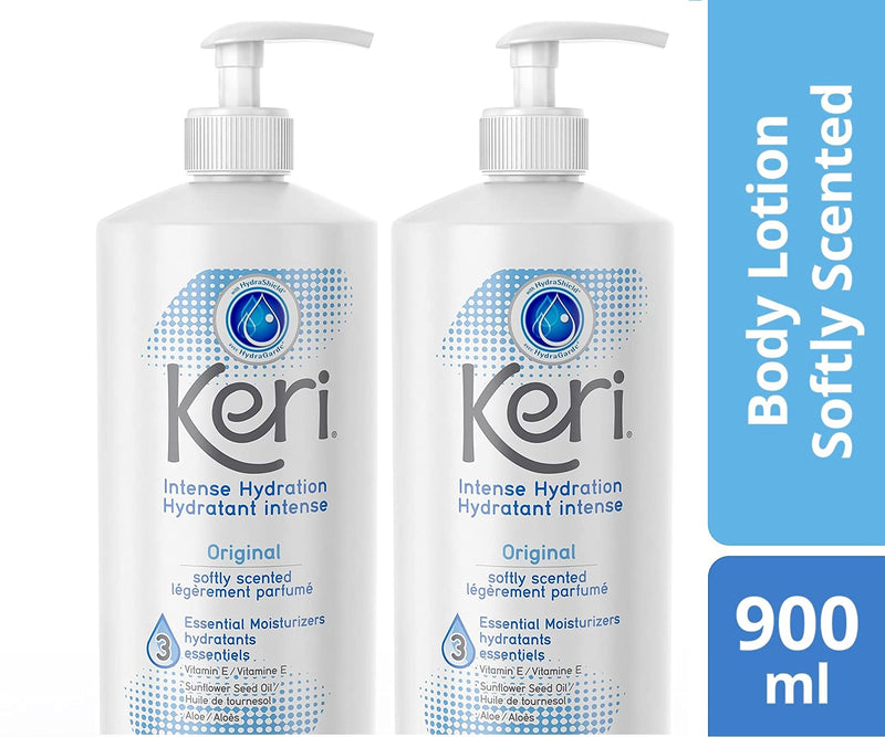 Keri Lotion Original Intense Hydration Softly Scented, 900 mL, 2 Piece Musk 30.43 Fl Oz (Pack of 2)
