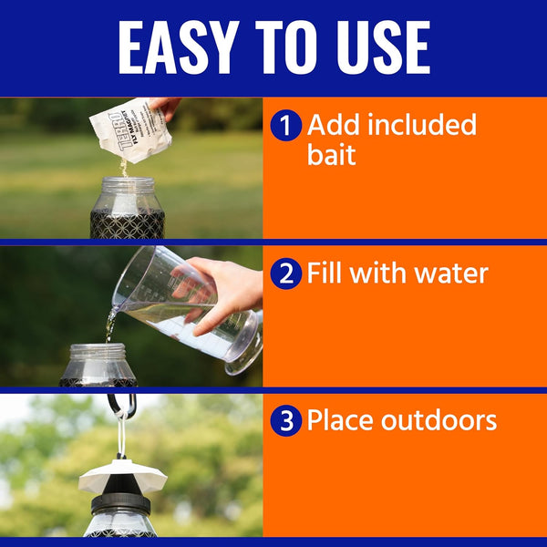 TERRO Fly Magnet Trap, Reusable Poison-Free Outdoor Fly Catcher with Bait | Kills House Flies, Barn Flies & Bottle Flies, Easy to Use Outdoor Fly