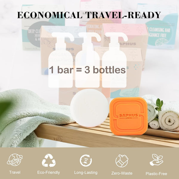 Argan Oil Bar Shampoo and Conditioner Set for Strengthening, Cleansing & Moisturizing Dry & Curly Hair,Travel Size, Zero Waste, 2pc Set