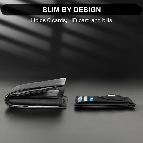 Slim Minimalist Front Pocket Air Tag Wallet, RFID Blocking Card Holder Wallet with Airtag Holder Black