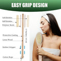 Back Scrubber, 43cm Long Wooden Double-Sided Shower Body Brush with Soft and Stiff Bristles for Exfoliating Skin