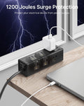 CCCEI Desk Clamp Power Strip with 9 Outlets, Desktop Edge Mount Surge Protector with USB-A and USB-C Ports, Widely Spaced Desk Outlet Fast