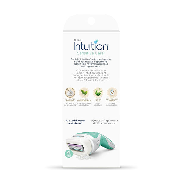 Schick Intuition Razors for Women with Sensitive Skin | 1 Razor & 2 Intuition Razor Blades Refill with Organic Aloe