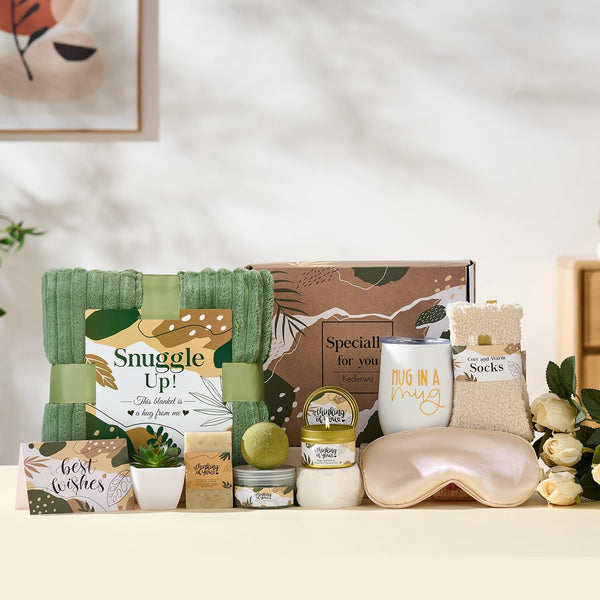 Self Care Gifts for Women Get Well Soon Basket, Thinking of You Gifts with Tumbler and Relaxing Spa Bathcomb for Mom Wife Best Friends