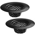 2 Pack - 2.25" Top / 1" Basket- Black Sink Strainer Bathroom, Utility, Slop, Laundry, RV and Lavatory Sink Drain Strainer Hair Catcher. Stainless