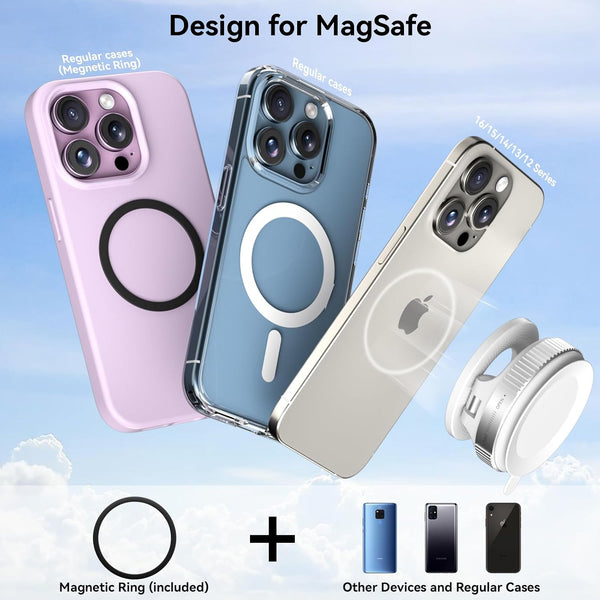 CloudValley Magnetic Car Phone Mount, Compatible with MagSafe | 360° Adjustable Foldable Holder for Dashboard, 80LBS Suction & 2800gf Magnet, Car