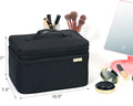 NISHEL Large Makeup Bag Organizer, Double Layer Cosmetic Travel Case Black Large