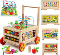 Wooden Activity Cube 7-In-1 Montessori Toy Multipurpose Educational Learning Toy for 1+ Year Old Baby Toddler Kid Boy First Birthday Gift Bead