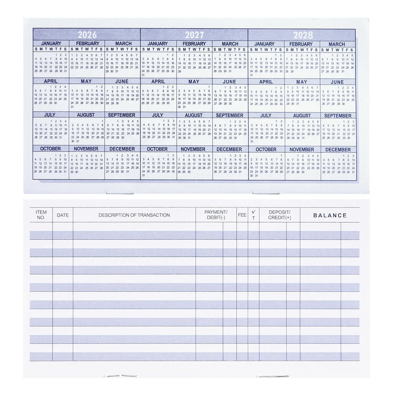 20 Pack Checkbook Register, Check Registers for Personal, Blank Ledger Transaction Registers for Personal or Business Bank, Check Register Book
