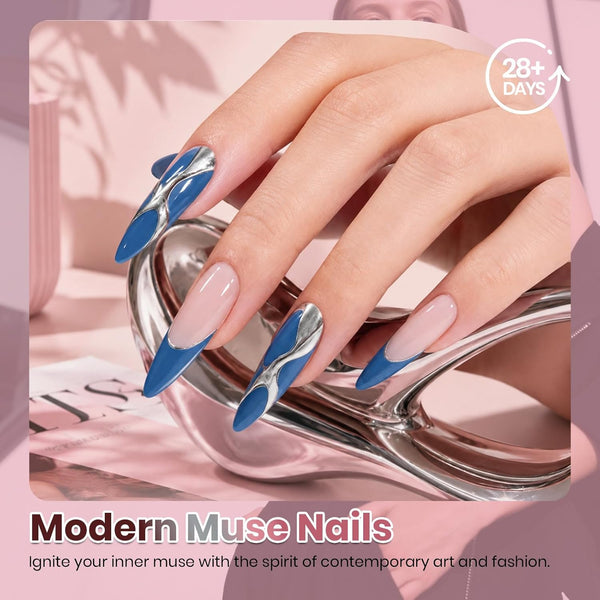 Beetles Gel Nail Polish Set, Nude Gray Pink Blue Burgundy Glitter Gel Nails | Modern Muse Collection with 3Pcs Base Matte Glossy Top Coat Soak Off