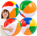 JOYIN 4-Pack 20" Beach Balls - Large Rainbow Beach Ball Inflatable Pool Toys for Party Supplies Decorations, Adults Kids Birthday Luau Summer