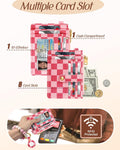 Wallet Keychain Wristlet for Women with Airtag Holder - Cute Design Credit Card Holder Wallets Key Chain Ring Slim Small RFID Air Tag Coin Pocket
