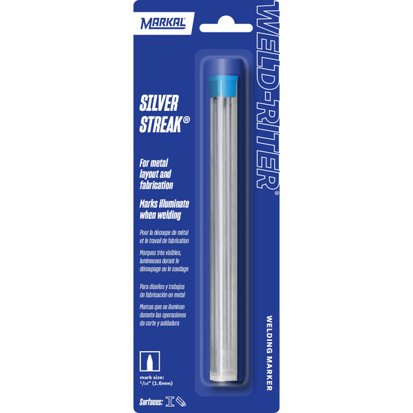 Markal 96007- Silver Streak Reflective Round Refills (6 Pk) for Markal 96006 Holder, Silver Color For Welding applications, Metal Layout &