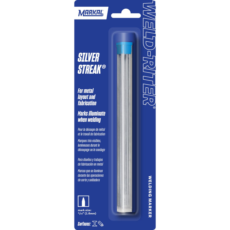 Markal 96007- Silver Streak Reflective Round Refills (6 Pk) for Markal 96006 Holder, Silver Color For Welding applications, Metal Layout &