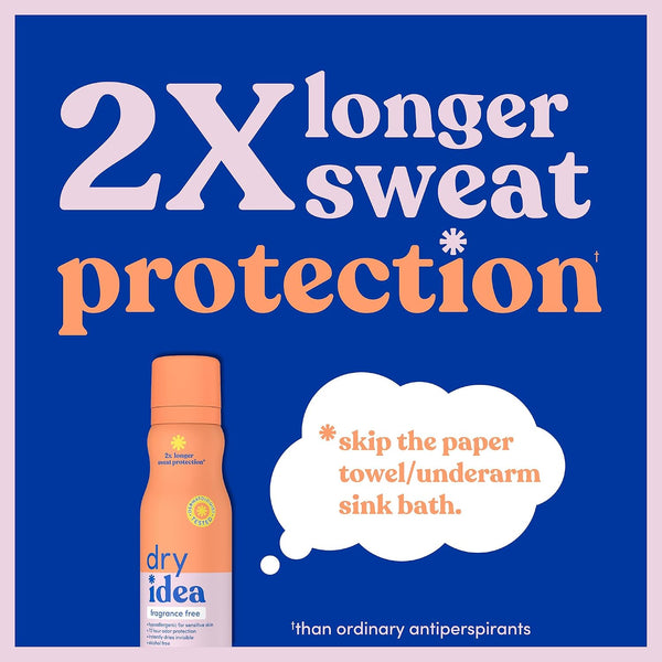 Dry Idea Fragrance-Free Dry Spray Deodorant & Antiperspirant for Women - Hypoallergenic for Sensitive Skin, 2X Longer Sweat Protection*, 72Hr Odor