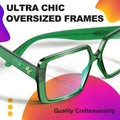 VISOONE Oversized Chunky Blue Light Blocking Glasses for women Harvard Emerald Green Large