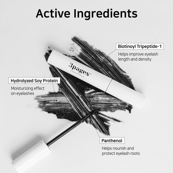 Waterproof Volumizing Black Mascara, Long-Lasting Lash Fixation with Peptide Care, Smudge-Proof, Lengthening Formula for Fuller, Bolder Eyelashes.