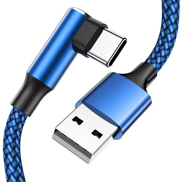 USB C Cable 90 Degree Right Angle[2Pack 10FT], USB a to Type C Nylon Braided Fast Charging Cable for Samsung Galaxy S22 Ultra/S22+/S22/S21, Note