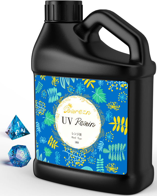 Bsrezn 1000G UV Resin Hard, Crystal Clear Solar Activated UV Glue for Jewelry Making (1000G)