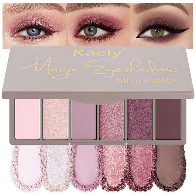 Kaely 6 Colors Mini Rose Gold Pink Eye Shadow Palette Makeup, Neutral Matte Shim