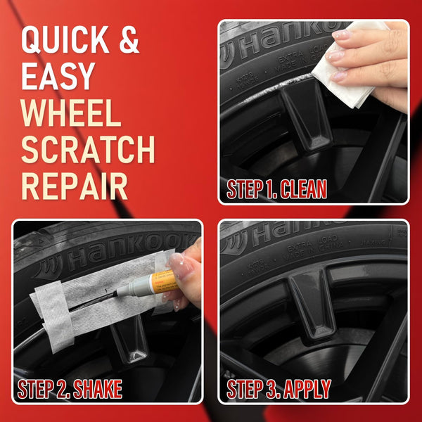 Wheel Scratch Repair Kit, Gloss Black Rim Repair Kit Curb Rash, DIY Alloy Wheel Repair Kit, Car Wheel Rim Scratch Repair Kit, Rim Paint Pen for