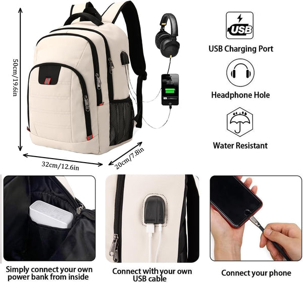 Della Gao Laptop Backpack for Men, 17.3inch Large Business Travel Backpack with USB Charging Port, Water Resistant Computer Bag for Men/Women